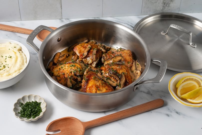 Crispy Chicken Thighs with Marsala Sauce